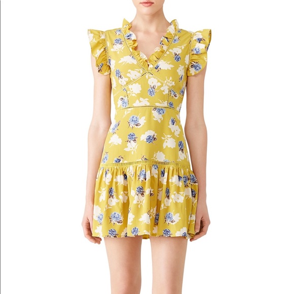 J.O.A. Dresses & Skirts - Yellow floral ruffle dress